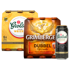 Grolsch kanon, weizen of Grimbergen 